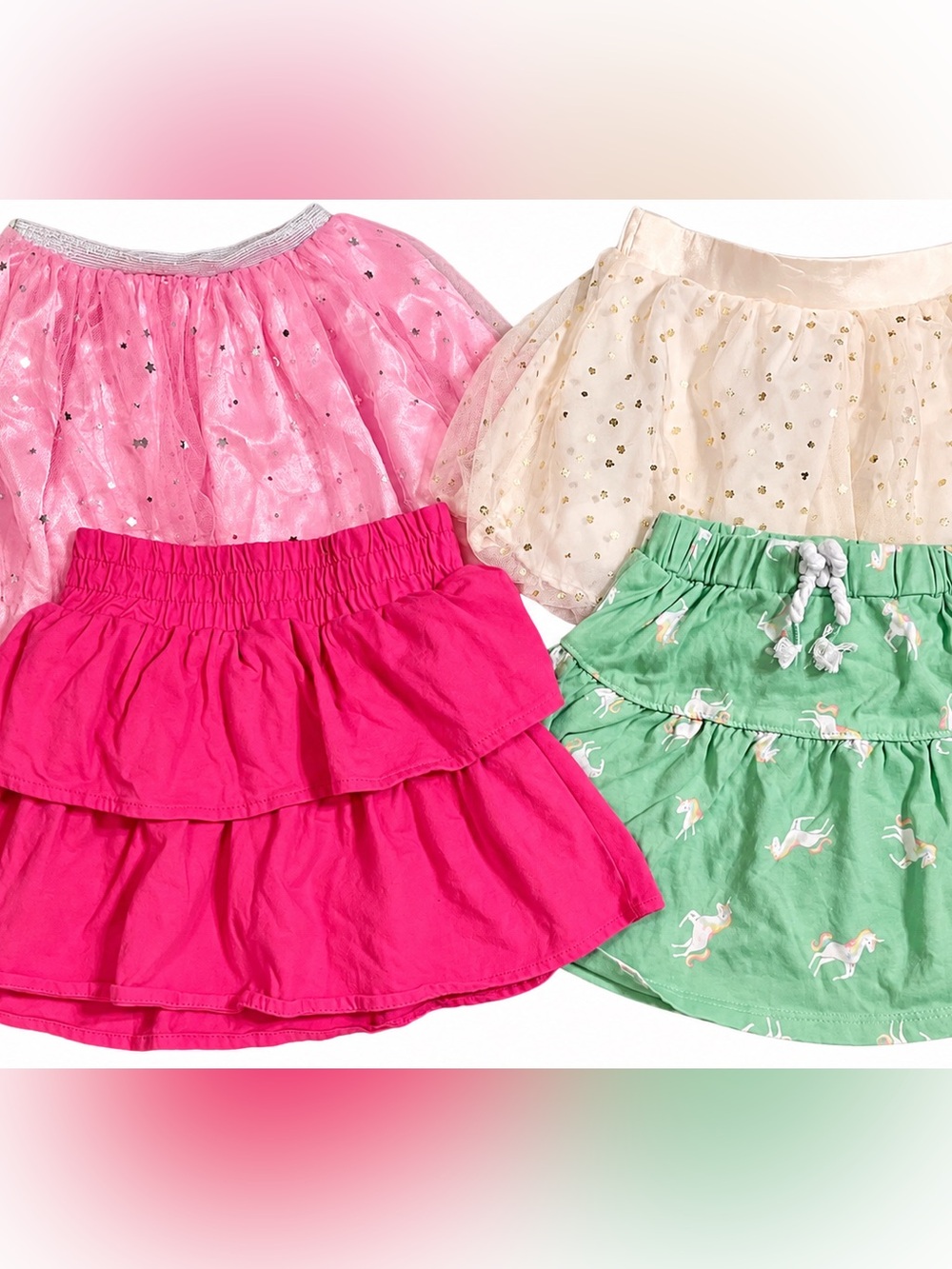Skirt bundle Girls' Hot Pink, Pink, Cream & Green Skirt Set